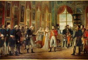 Napoleone I (1769-1821) riceve a Saint-Cloud il Senatus-Consulte che lo proclama imperatore dei Francesi il 18/05/1804 (dietro l