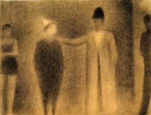 Clown e tre personaggi (Studio) da Georges Seurat