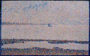 La spiaggia, una barca a Gravelines da Georges Seurat