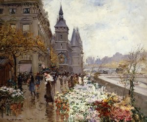 Mercato dei fiori lungo la Senna da Georges Stein