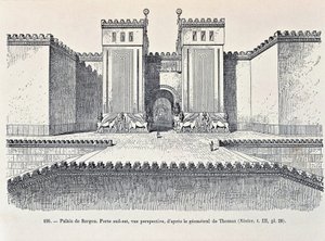 Ricostruzione della porta sud-est del Palazzo di Sargon a Dur-Sharrukin (