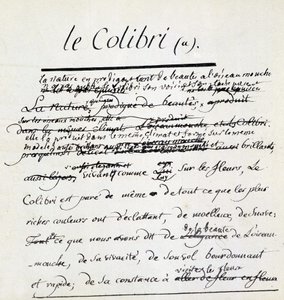 Manoscritto di Buffon sul Colibrì. sd. XVIII secolo da Georges de Buffon