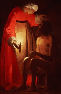 Giobbe deriso dalla moglie da Georges de La Tour