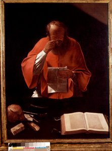 Rappresentazione di San Girolamo che legge da Georges de La Tour