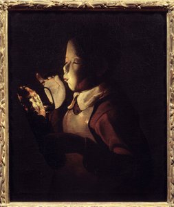 Il soffiatore con la lampada da Georges de La Tour
