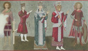 Copia di un affresco raffigurante la Regina Thamar (1184-1213) e suo padre Re Grigori III (1156-1184)