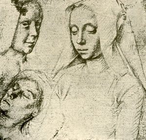 Tre teste femminili, fine XV-inizio XVI secolo, 1908