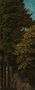 Veduta in una foresta, ala sinistra esterna di un trittico