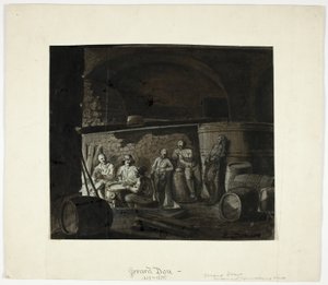 Cantina con uomini che giocano a carte da Gerrit Dou