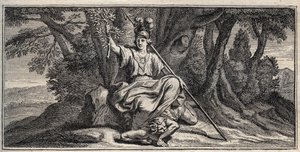 Minerva che abbatte la discordia - incisione di Gerard Edelinck dopo Daniel Halle