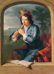 Giovane uomo che suona il flauto da Gerard Hoet