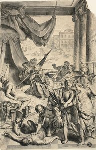 Studio per Simeone e Levi uccidono i Sichemiti, da Figure della Bibbia da Gerard Hoet I