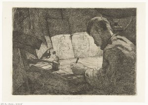 Autoritratto al tavolo da disegno da Gerard Jan Bos