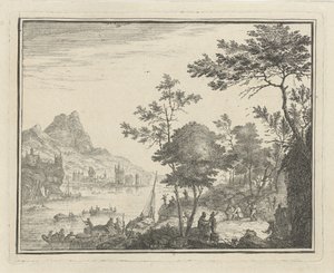Paesaggio fluviale con attracco