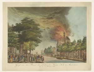 Incendio nella Nuova Chiesa Luterana sul Singel ad Amsterdam, 18 settembre 1822 da Gerard Overman