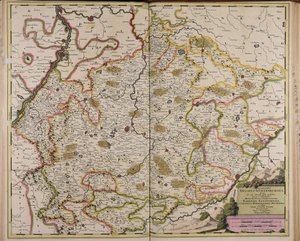 Chorographia ducatus Wurtenburgici quem ab una alteraque parte includunt quique ei includuntur marchionatus praepositura Badensis Elwangensis comitatus Hohenzolern Rechberg et affine almae civitatis Ulmae territorium da Gerard Valck