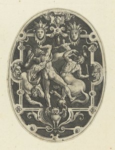 Ercole in lotta con i centauri (Decorazioni ovali con le imprese di Ercole in grottesche) da Gerard de Jode