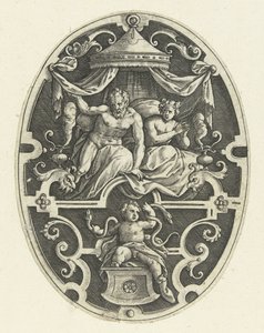 Decorazione piatta: Ercole strangola i due serpenti nella culla da Gerard de Jode