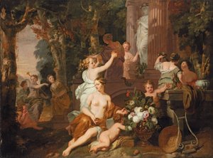 Ninfe e baccanti che rendono omaggio al tempio di Flora da Gerard de Lairesse