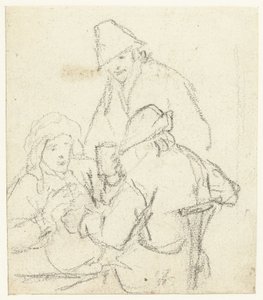 Tre contadini che bevono intorno a un tavolo da Gerard ter Borch (II) (possibly)