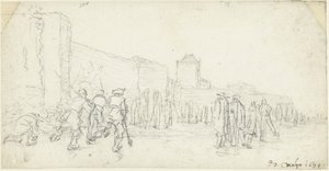 Divertimenti sul ghiaccio presso la Zijlpoort a Haarlem da Gerard ter Borch (II)