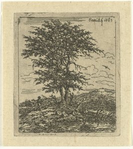Paesaggio con quercia e cacciatore da Gerardus Emaus de Micault