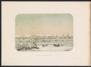 Divertimenti sul ghiaccio sul fiume Mosa a Rotterdam, visto da Katendrecht, 1855 da Gerardus Johannes Bos