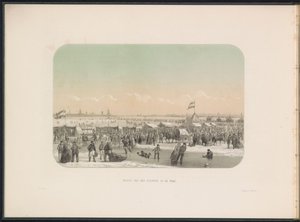 Divertimenti sul ghiaccio sulla Mosa a Rotterdam, visto dal bastione, 1855 da Gerardus Johannes Bos