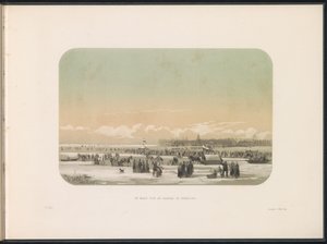 Divertimenti sul ghiaccio sulla Mosa a Rotterdam, in lontananza la fabbrica di Feijenoord, 1855 da Gerardus Johannes Bos