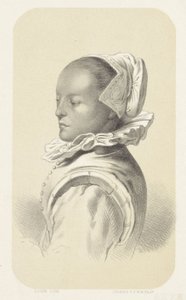 Donna con cuffia bianca e colletto da Gerardus Johannes Bos