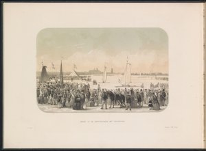 Gara di barche a vela sul ghiaccio sul fiume Mosa a Rotterdam, 1855 da Gerardus Johannes Bos