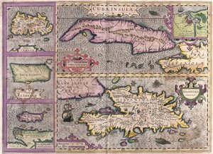Cuba, Giamaica, Haiti, Porto Rico (Caraibi) (incisione) da Gerardus Mercator