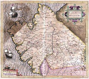 Galizia, Santiago de Compostela, Monforte de Lemos, nord-ovest della Spagna (incisione) da Gerardus Mercator