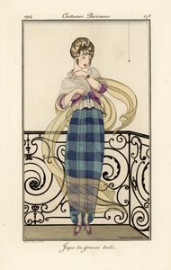 Donna in una grande gonna di toile, spaventata da un ragno da Gerda Marie Frederike Wegener