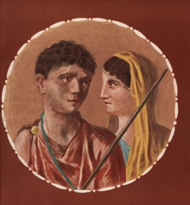 Ritratto di un uomo e una donna da una casa non identificata a Pompei. Cromolitografia di Victor Steeger dopo un