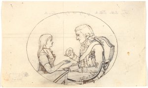 Il principe ereditario Federico con il principe ereditario (Chr. VIII) mostra un ritratto della defunta principessa ereditaria Sofie Frederikke