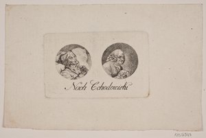 Foglio con due ritratti tondi da Gerhard Ludvig Lahde