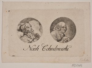 Foglio con due ritratti tondi da Gerhard Ludvig Lahde