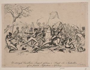 Un attacco di cavalleria austriaca respinto nella battaglia di Austerlitz da Gerhard Ludvig Lahde