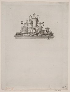 Opstilling af sølvgenstande da Gerhard Ludvig Lahde