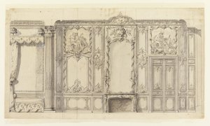 Elevazione della Parete della Camera da Letto del Principe de Rohan, Hôtel de Soubise, Parigi da Germain Boffrand
