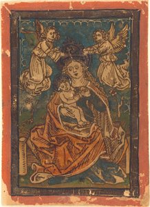 Madonna col Bambino Seduta su una Riva Erbosa con Angeli da German 15th Century