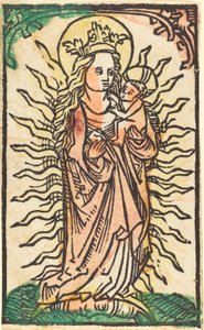 Madonna e bambino in gloria su una luna crescente
