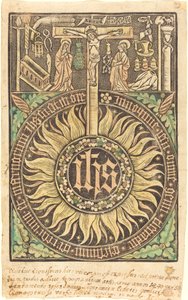 Il Monogramma Sacro con la Crocifissione e i Simboli della Passione [recto] da German 15th Century
