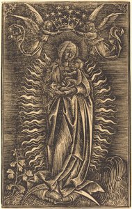 La Vergine incoronata da due angeli da German 15th Century