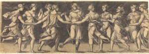 Apollo che danza con le nove Muse da German 16th Century