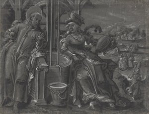 Cristo e la donna di Samaria (verso) da German 16th Century