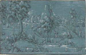 Paesaggio con uomini che pescano da German 16th Century