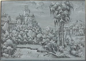 Paesaggio con un castello da German 16th Century