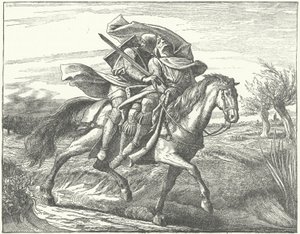 Un cavaliere tedesco porta in salvo Valdemaro II di Danimarca dopo la sua sconfitta nella battaglia di Bornhöved